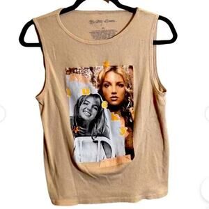 Britney Spears Tan Ribbed Tank Top, Size Large, New without Tag Y2K